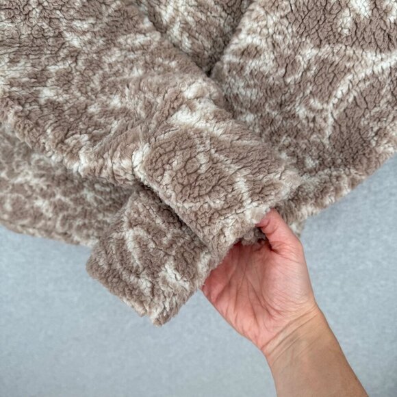 PrAna Womens Polar Escape Half-Zip Pullover Size M Brown Floral Fleece Sherpa - Picture 6 of 13